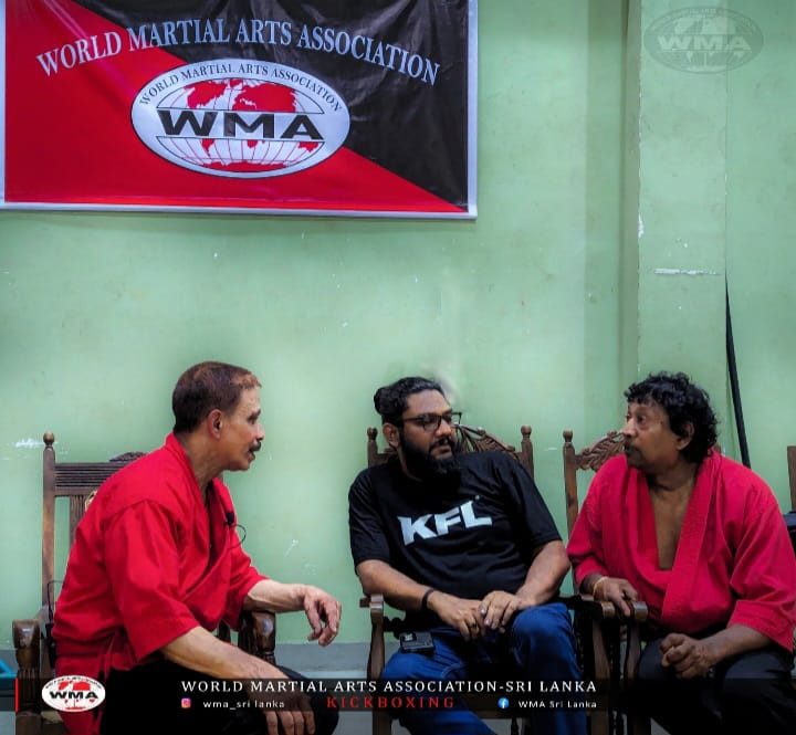 Grand Master M.H.M Iqbal, Karma Fight League (KFL) President Dayan Samarasekara and Master Wasantha Senarathne under the World Martial Arts Association banner